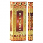Sandal Rose Incense Sticks, HEM Hex Pack - 6 Boxes x 20 Sticks